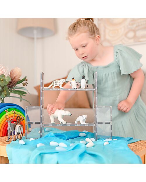 Connetix 12 Pezzi - Rettangoli - Trasparente - 100% Plastica ABS Atossica - Apprendimento STEM! Giochi Magnetici