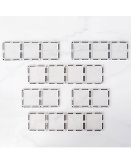 Connetix 12 Pezzi - Rettangoli - Trasparente - 100% Plastica ABS Atossica - Apprendimento STEM! Giochi Magnetici