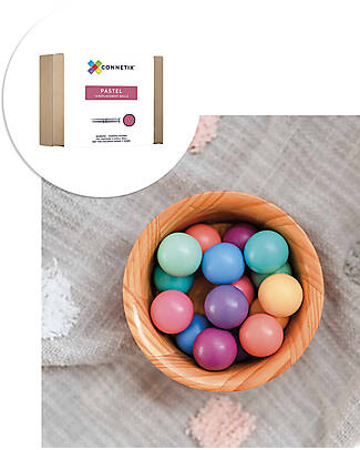 Connetix 16 Pezzi - Palline - Pastello - 100% Legno ABS Atossico - Apprendimento STEM! Giochi Magnetici