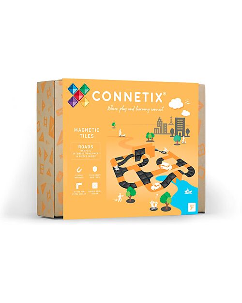 Connetix 16 Pezzi - Rampe e Intersezioni - 100% Plastica ABS Atossica - Apprendimento STEM! Giochi Magnetici