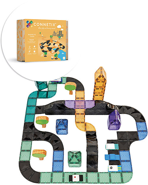 Connetix 16 Pezzi - Rampe e Intersezioni - 100% Plastica ABS Atossica - Apprendimento STEM! Giochi Magnetici