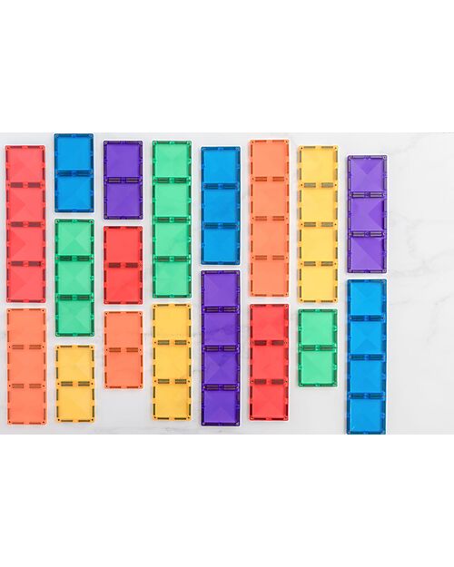 Connetix 18 Pezzi - Rettangoli - Arcobaleno - 100% Plastica ABS Atossica - Apprendimento STEM! Giochi Magnetici