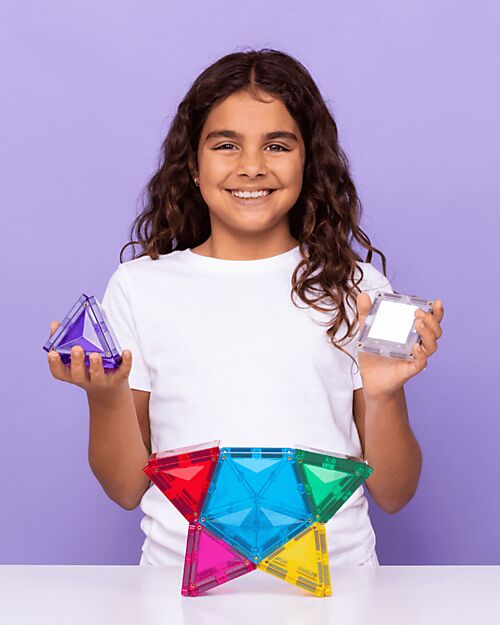 Connetix 2 in 1 Set Costruzioni e Lampada Stella - 28 Pezzi - 100% Plastica ABS Atossica - Apprendimento STEM! Giochi Magnetici