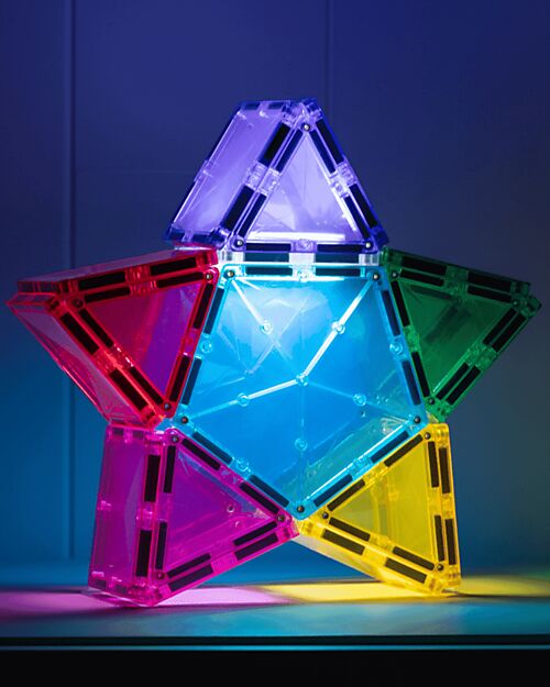 Connetix 2 in 1 Set Costruzioni e Lampada Stella - 28 Pezzi - 100% Plastica ABS Atossica - Apprendimento STEM! Giochi Magnetici