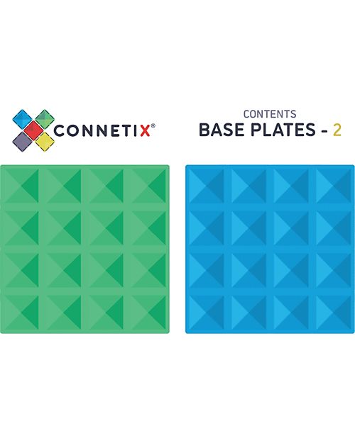 Connetix 2 Pezzi - Basi Magnetiche - Blu e Verde - 100% Plastica ABS Atossica - Apprendimento STEM! Giochi Magnetici