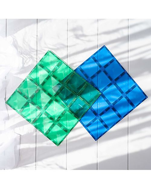 Connetix 2 Pezzi - Basi Magnetiche - Blu e Verde - 100% Plastica ABS Atossica - Apprendimento STEM! Giochi Magnetici