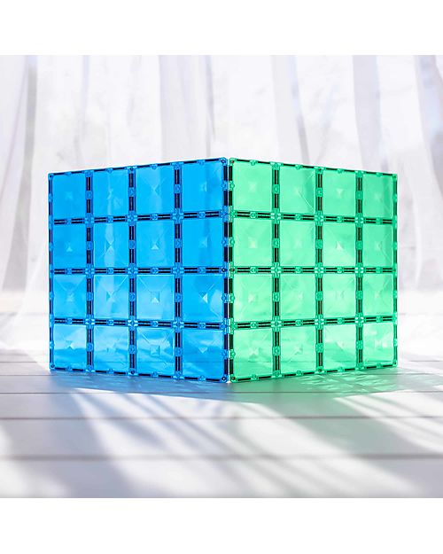 Connetix 2 Pezzi - Basi Magnetiche - Blu e Verde - 100% Plastica ABS Atossica - Apprendimento STEM! Giochi Magnetici