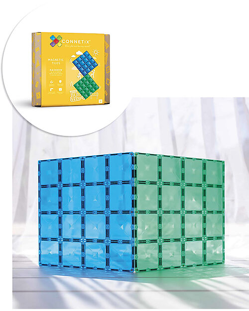 Connetix 2 Pezzi - Basi Magnetiche - Blu e Verde - 100% Plastica ABS Atossica - Apprendimento STEM! Giochi Magnetici