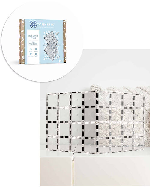 Connetix 2 Pezzi - Basi Magnetiche - Trasparente - 100% Plastica ABS Atossica - Apprendimento STEM! Giochi Magnetici