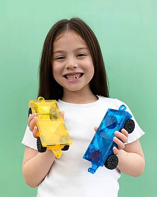 Connetix 2 Pezzi - Pacco Auto - Bright - 100% Plastica ABS Atossica - Apprendimento STEM! Giochi Magnetici