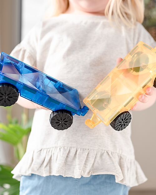 Connetix 2 Pezzi - Pacco Auto - Bright - 100% Plastica ABS Atossica - Apprendimento STEM! Giochi Magnetici