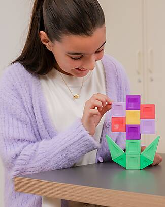 Connetix 21 Pezzi - Pacco Build-It Pro - Fiori - 100% Plastica ABS Atossica - Apprendimento STEM! Giochi Magnetici