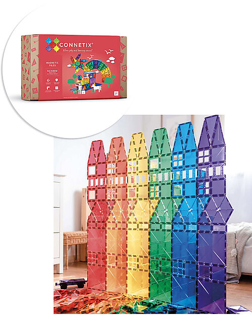 Connetix 212 Pezzi - Mega Set - Arcobaleno - 100% Plastica ABS Atossica - Apprendimento STEM! Giochi Magnetici