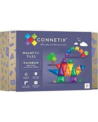 Connetix 24 Pezzi Confezione Mini - Rainbow - 100% Plastica ABS Atossica - Apprendimento STEAM! Giochi Magnetici
