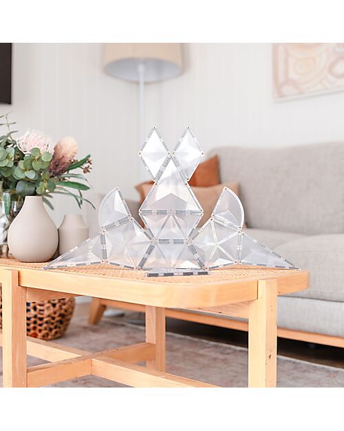 Connetix 24 Pezzi - Pacco Espansione Forme - Trasparente - 100% Plastica ABS Atossica - Apprendimento STEM! Giochi Magnetici