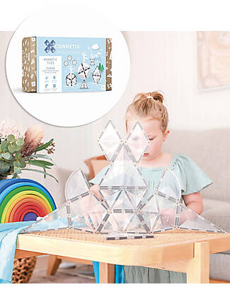 Connetix 24 Pezzi - Pacco Espansione Forme - Trasparente - 100% Plastica ABS Atossica - Apprendimento STEM! Giochi Magnetici