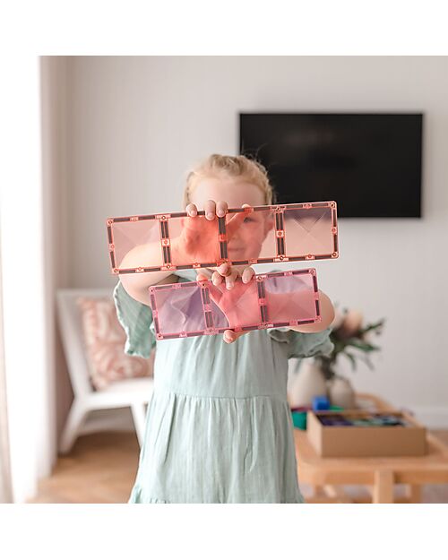 Connetix 24 Pezzi - Rettangoli - Pastello - 100% Plastica ABS Atossica - Apprendimento STEM! Giochi Magnetici