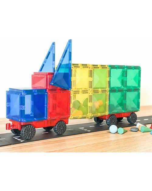Connetix 24 Pezzi - Tessere e Gomme per Auto - Arcobaleno - 100% Plastica ABS Atossica - Apprendimento STEM! Giochi Magnetici
