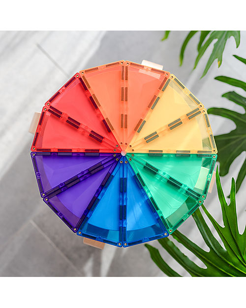 Connetix 30 Pezzi - Forme Geometriche - Arcobaleno - 100% Plastica ABS Atossica - Apprendimento STEM! Giochi Magnetici