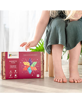 Connetix 30 Pezzi Geometry - Rainbow - 100% Plastica ABS Atossica - Apprendimento STEM! Giochi Magnetici