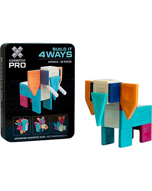 Connetix 30 Pezzi - Pacco Build-It Pro - Animali - 100% Plastica ABS Atossica - Apprendimento STEM! Giochi Magnetici