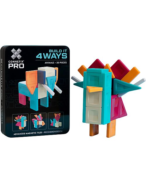 Connetix 30 Pezzi - Pacco Build-It Pro - Animali - 100% Plastica ABS Atossica - Apprendimento STEM! Giochi Magnetici