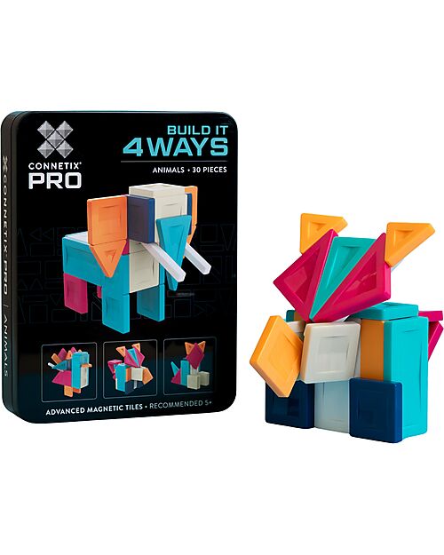 Connetix 30 Pezzi - Pacco Build-It Pro - Animali - 100% Plastica ABS Atossica - Apprendimento STEM! Giochi Magnetici