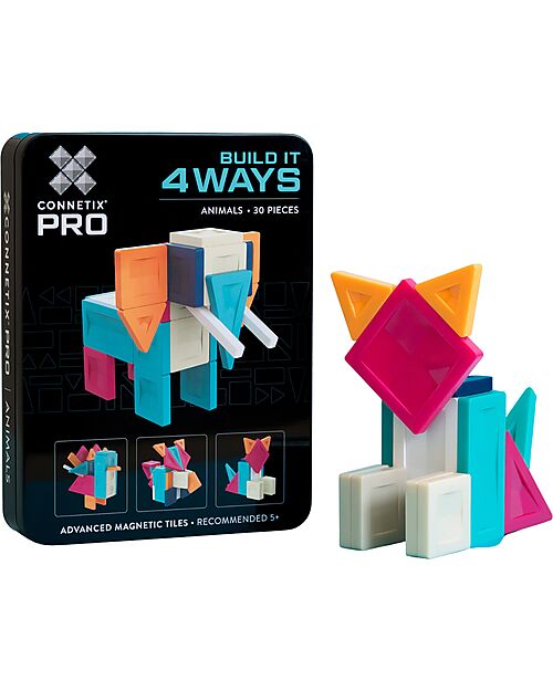 Connetix 30 Pezzi - Pacco Build-It Pro - Animali - 100% Plastica ABS Atossica - Apprendimento STEM! Giochi Magnetici