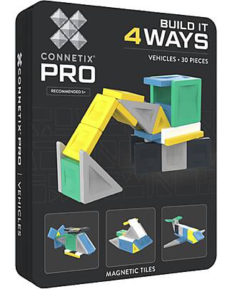 Connetix 30 Pezzi - Pacco Build-It Pro - Veicoli - 100% Plastica ABS Atossica - Apprendimento STEM! Giochi Magnetici