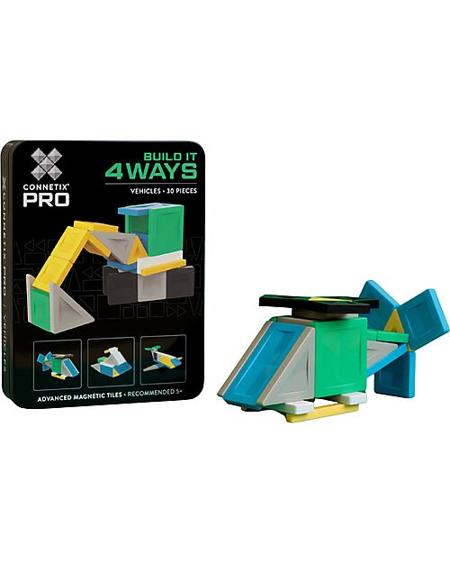 Connetix 30 Pezzi - Pacco Build-It Pro - Veicoli - 100% Plastica ABS Atossica - Apprendimento STEM! Giochi Magnetici