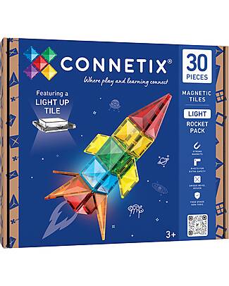 Connetix 30 Pieces - Light Pack - Rocket - 100% Non-toxic ABS Plastic - STEM Learning! Magnetic Games