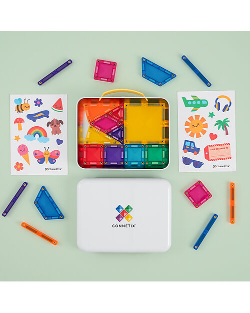 Connetix 32 Pezzi - Mini Pack da Viaggio - 100% Plastica ABS Atossica - Apprendimento STEM! Giochi Magnetici