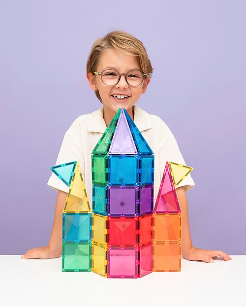 Connetix 32 Pezzi - Pacco Scoperta - Bright - 100% Plastica ABS Atossica - Apprendimento STEM! Giochi Magnetici