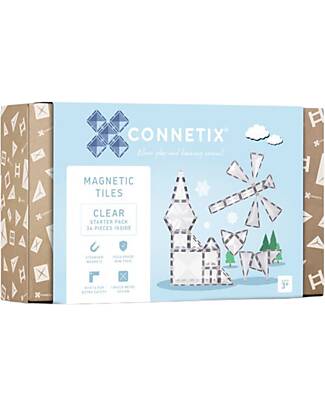 Connetix 34 Pezzi - Tessere Magnetiche - Trasparente - 100% Plastica ABS Atossica - Apprendimento STEM! Giochi Magnetici