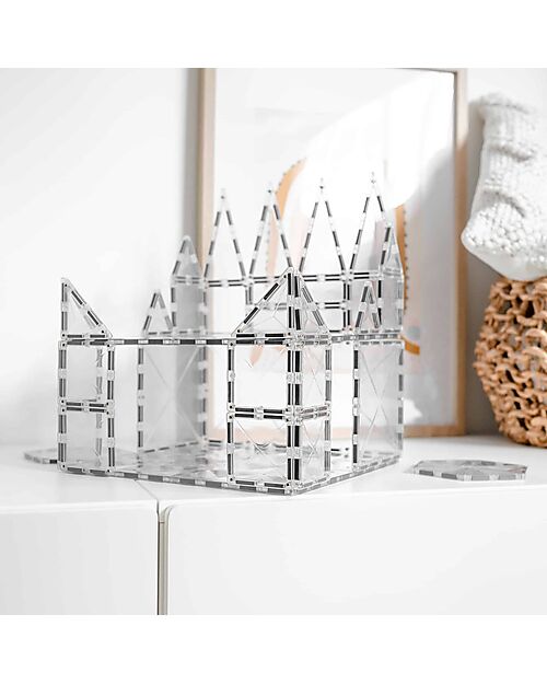 Connetix 34 Pezzi - Tessere Magnetiche - Trasparente - 100% Plastica ABS Atossica - Apprendimento STEM! Giochi Magnetici