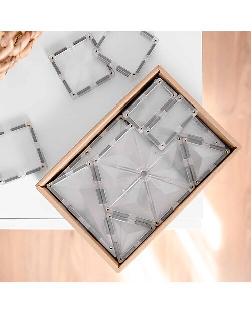 Connetix 34 Pezzi - Tessere Magnetiche - Trasparente - 100% Plastica ABS Atossica - Apprendimento STEM! Giochi Magnetici