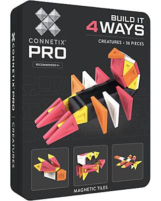 Connetix 36 Pezzi - Pacco Build-It Pro - Creature - 100% Plastica ABS Atossica - Apprendimento STEM! Giochi Magnetici