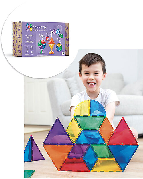 Connetix 36 Pezzi - Pacco Espansione Forme - Arcobaleno - 100% Plastica ABS Atossica - Apprendimento STEM! Giochi Magnetici