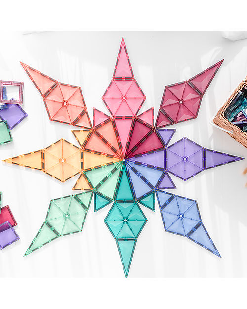 Connetix 40 Pezzi - Forme Geometriche - Pastello - 100% Plastica ABS Atossica - Apprendimento STEM! Giochi Magnetici