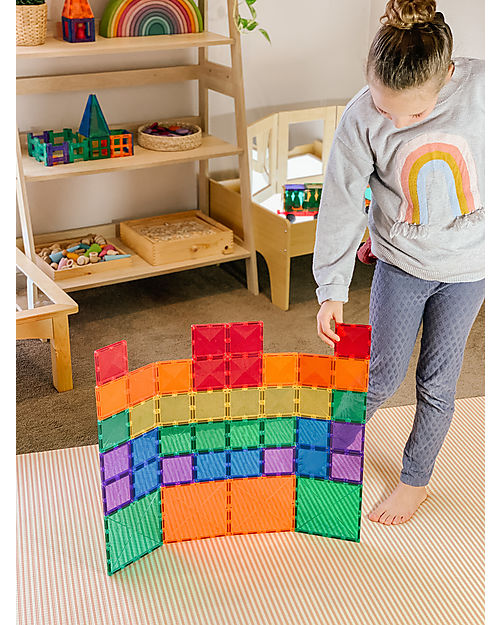 Connetix 40 Pezzi - Pacco Espansione - Arcobaleno - 100% Plastica ABS Atossica - Apprendimento STEM! Giochi Magnetici