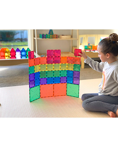 Connetix 40 Pezzi - Pacco Espansione - Arcobaleno - 100% Plastica ABS Atossica - Apprendimento STEM! Giochi Magnetici
