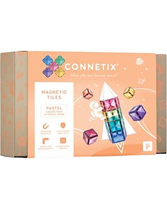 Connetix 40 Pezzi - Tessere Magnetiche - Piccole e Grandi - Pastello - 100% Plastica ABS Atossica Giochi Magnetici