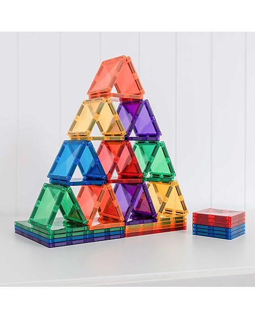 Connetix 42 Pezzi - Pacco Espansione - Arcobaleno - 100% Plastica ABS Atossica - Apprendimento STEM! Giochi Magnetici
