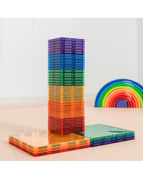 Connetix 42 Pezzi - Pacco Espansione - Arcobaleno - 100% Plastica ABS Atossica - Apprendimento STEM! Giochi Magnetici