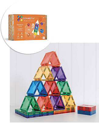 Connetix 42 Pezzi - Pacco Espansione - Arcobaleno - 100% Plastica ABS Atossica - Apprendimento STEM! Giochi Magnetici