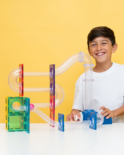 Connetix 47 Pezzi - Pacco Pista Palline - Launcher - 100% Plastica ABS Atossica - Apprendimento STEM! Giochi Magnetici
