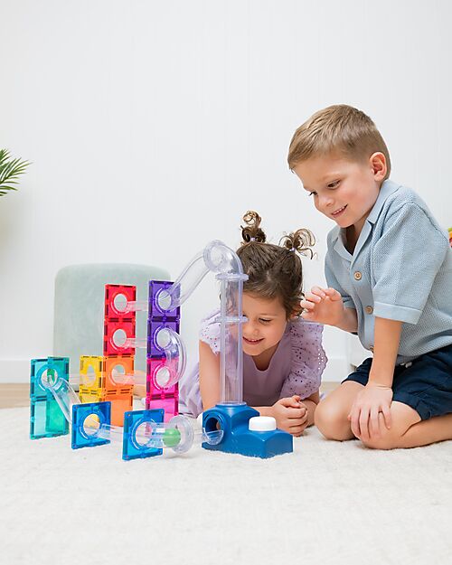 Connetix 47 Pezzi - Pacco Pista Palline - Launcher - 100% Plastica ABS Atossica - Apprendimento STEM! Giochi Magnetici