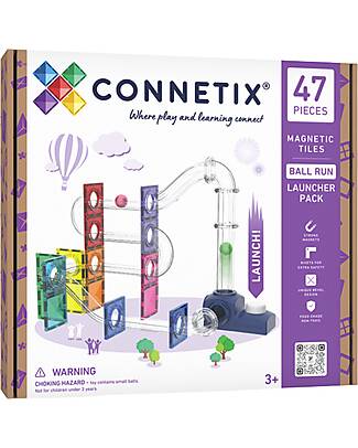 Connetix 47 Pieces - Pack Ball Track - Launcher - 100% Non-toxic ABS Plastic - STEM Learning! Magnetic Games
