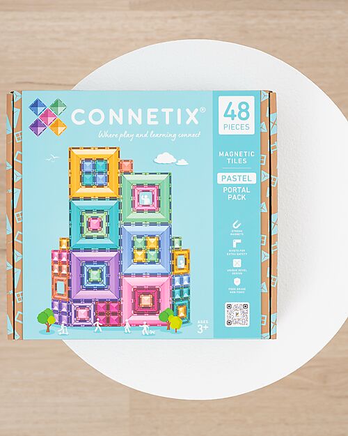 Connetix 48 Pezzi - Pacco Cornici Portal - Pastello - 100% Plastica ABS Atossica - Apprendimento STEM! - +3 anni Giochi Magnetici