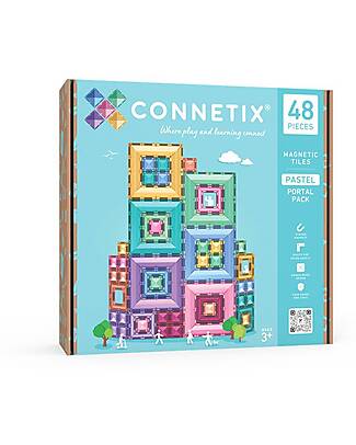 Connetix 48 Pezzi - Pacco Cornici Portal - Pastello - 100% Plastica ABS Atossica - Apprendimento STEM! Giochi Magnetici